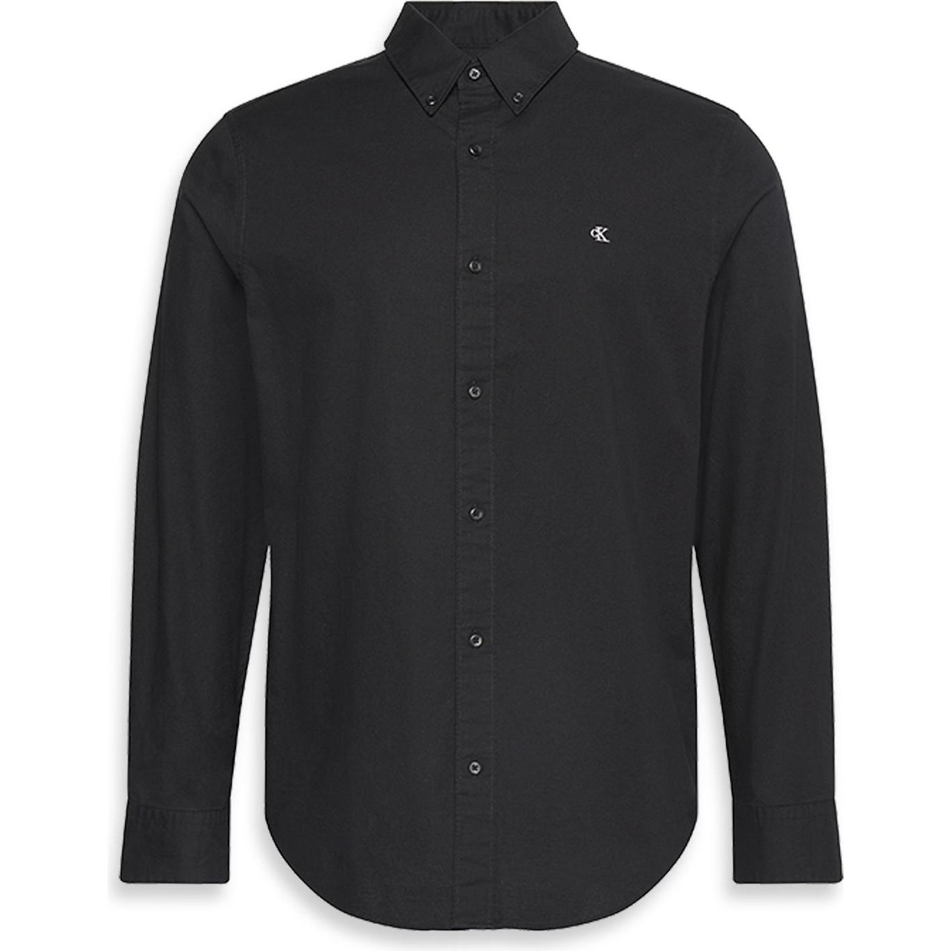 Calvin Klein Jeans, Uomini, Camicia, Ls Solid Oxford Classic Shirt, Nero, (XL)