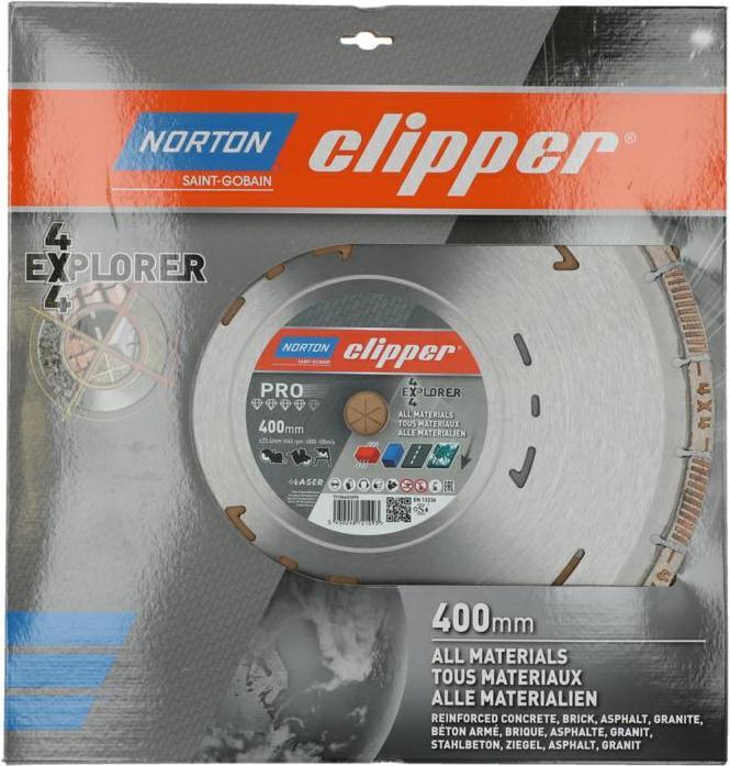 Actual product image Saint-Gobain Diamond saw blade 4x4 Explorer D.400mm Bohr.25,4mm 3,2mm 12mm NORTON CLIPPER