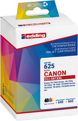 Image du produit Edding 5 EDD-625 2x cartouches d'encre noire, cyan, magenta, jaune remplacent Canon PGI-580XXL BK (C, CF, M, Y)