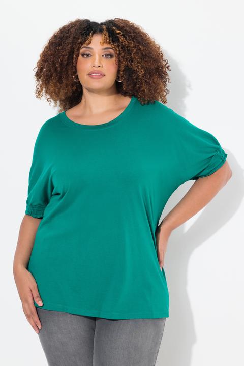 Actual product image Ulla Popken Ruffled Short Sleeve Scoop Neck Modal Tee (50, 52)