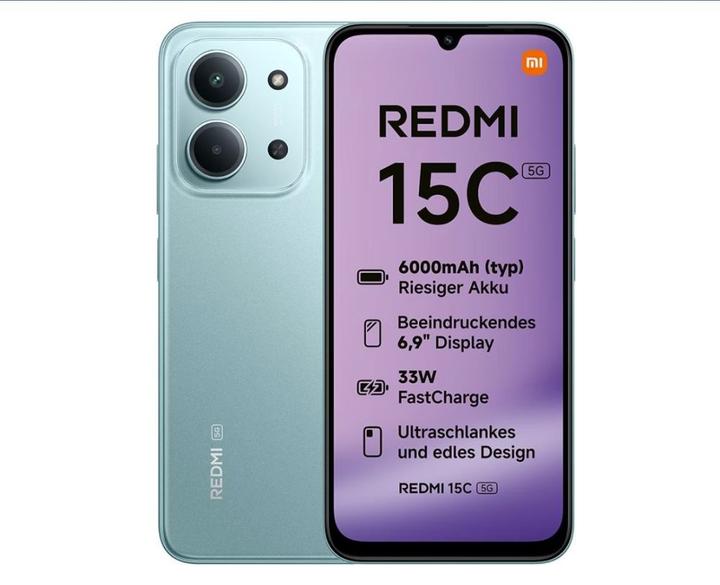 Produktbild Xiaomi Redmi 15C 5G 4+256GB Mint Green (256 GB, Mint Green, 6.90", 5G)