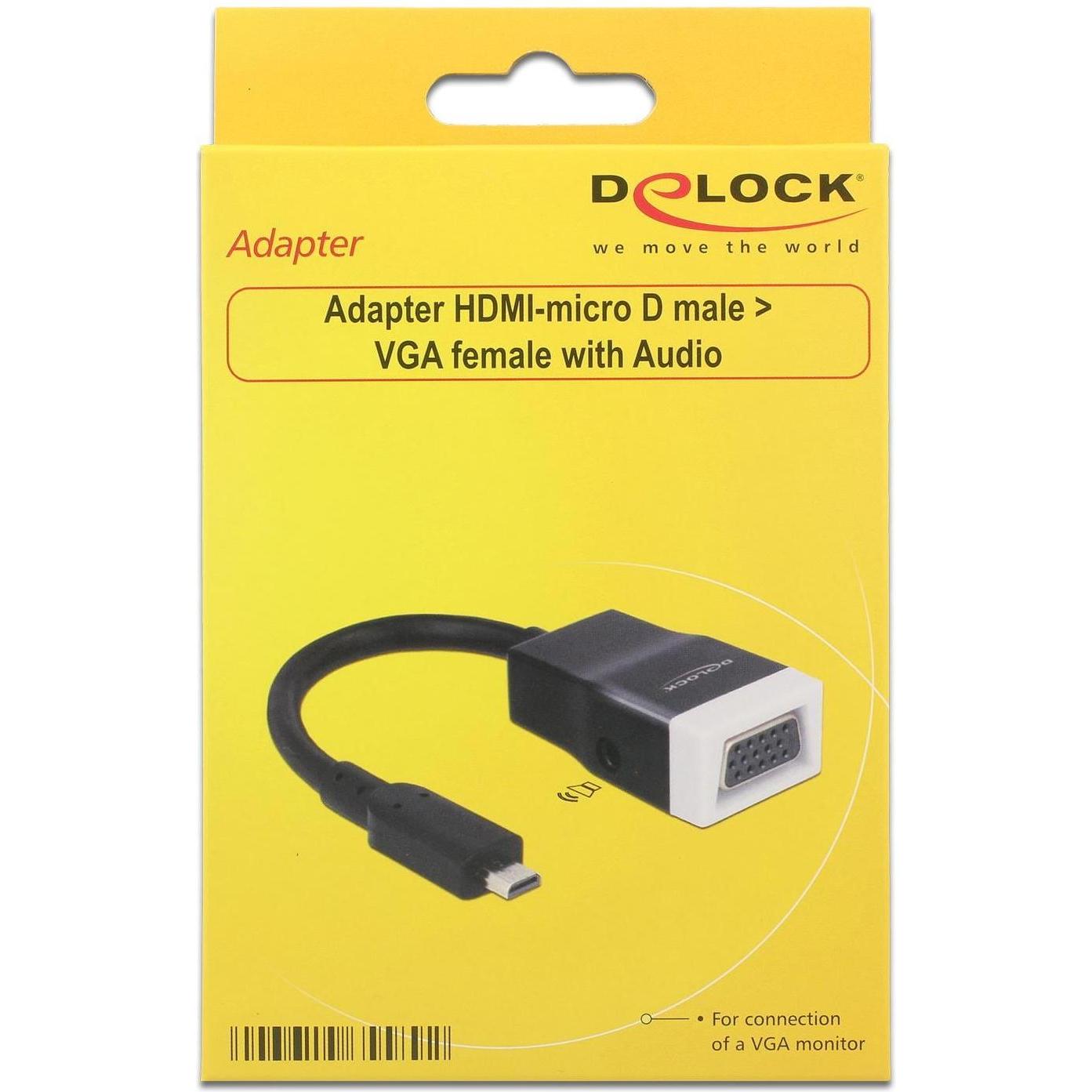 Thumbnail - Delock Micro-HDMI zu (VGA, Klinkenbuchse, 15 cm), Data + Video Adapter, Schwarz