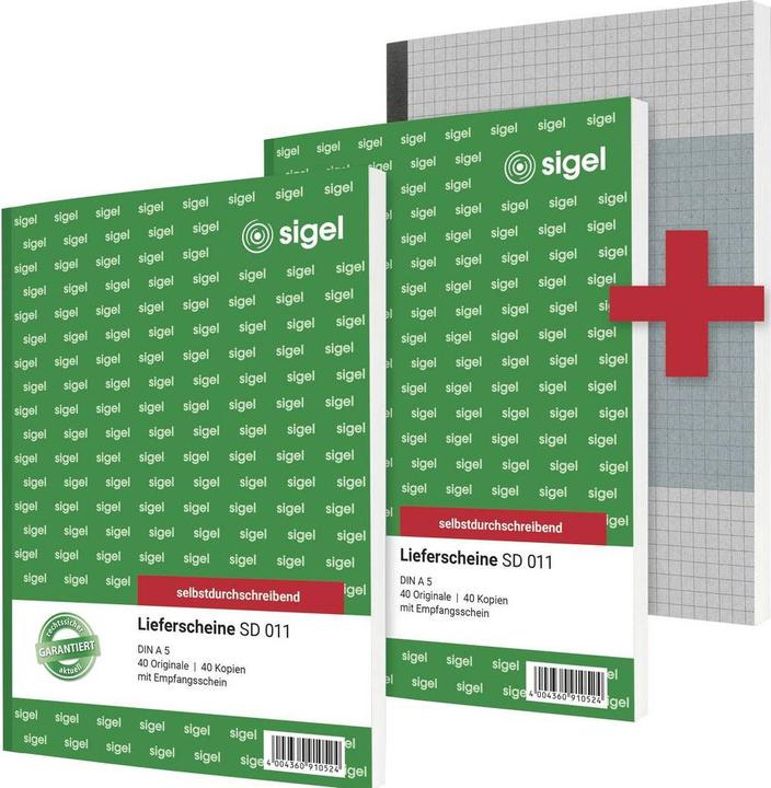 Image du produit Sigel AKTION: 2 Lieferschein mit Empfangsschein Formularbücher + GRATIS 1 Notizbuch SN200 A5 (40 x)
