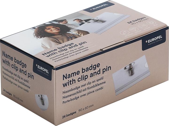 Image du produit Europel Porte-nom, avec pince combinée, 60 x 90 mm