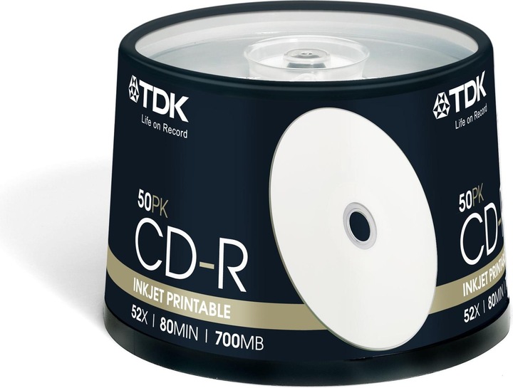 Immagine prodotto CD-R, 700MB, 52x, stampabile, fuso (0.70 GB)