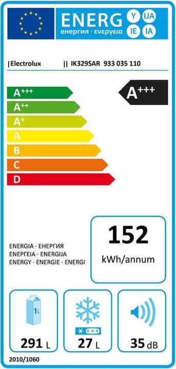 Label énergétique Electrolux IK329SAR (317 l)