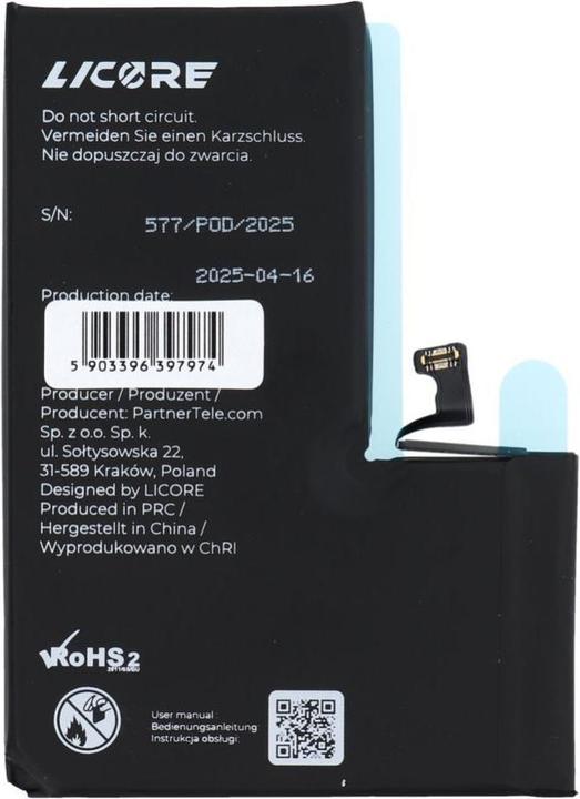Actual product image Licore Battery battery for IPHONE 15 Pro Max 4422 mAh