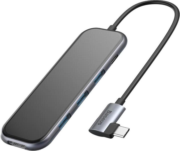 Actual product image Baseus Multi-functional HUB (Type-C to 3xUSB3.0+HD4K+PD) Gray (USB-C, 3 Ports)