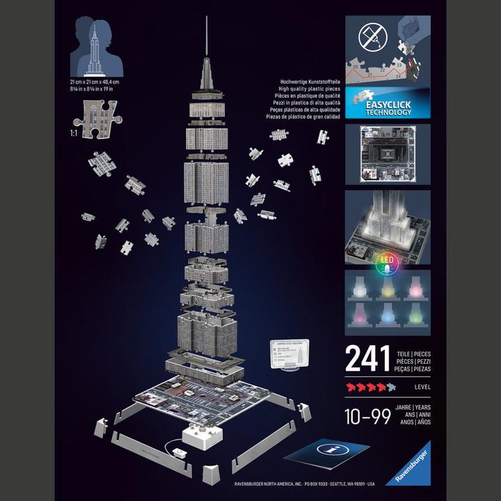 Productafbeelding Ravensburger 3D Iconen: Empire State Building - met licht (216 onderdelen)