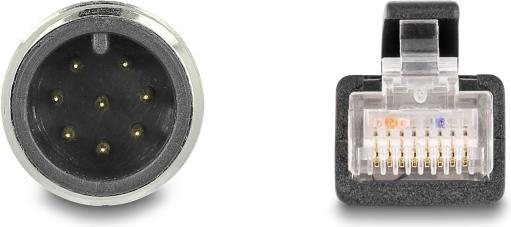 Produktbild Delock M12 Kabel A-kodiert 8 Pin Stecker zu RJ45 Stecker PVC (S/FTP, CAT5e, 2 m)