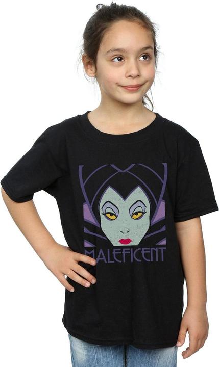 Actual product image Disney Girls Maleficent Cropped Head Cotton T-Shirt (116)