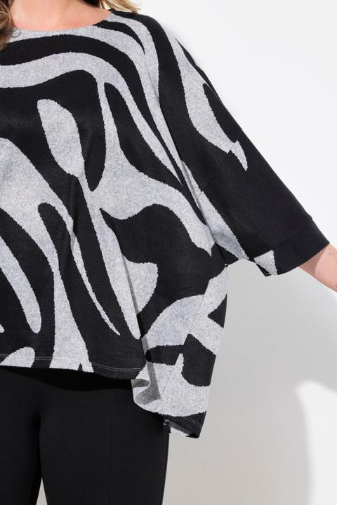 Image du produit Miamoda Damen grosse Grössen Pullover, oversized, Zebramuster, 3/4-Ärmel schwarz 50+ 836919100-50+ (50, 52)