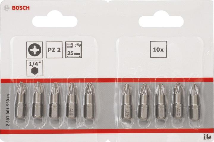 Produktbild Bosch Professional Zubehör Schrauberbit Extra-Hart PZ 2, 25 mm, 10er-Pack, im Blister (Kreuz Pozidriv PZ)