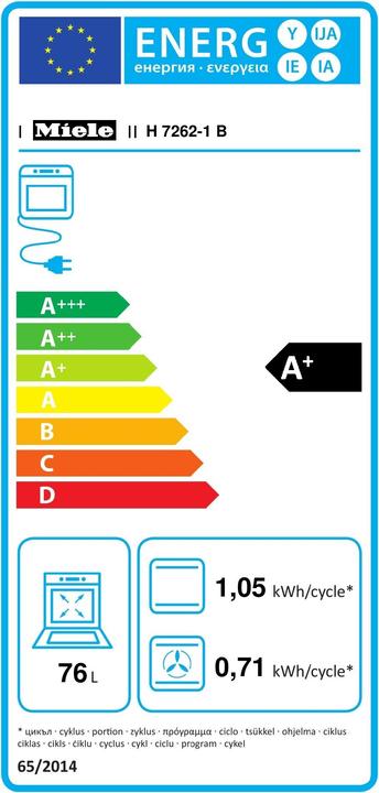 Energie-Label Miele Backofen mit Klartextdisplay, Speisenthermometer und PerfectClean H 7262 B