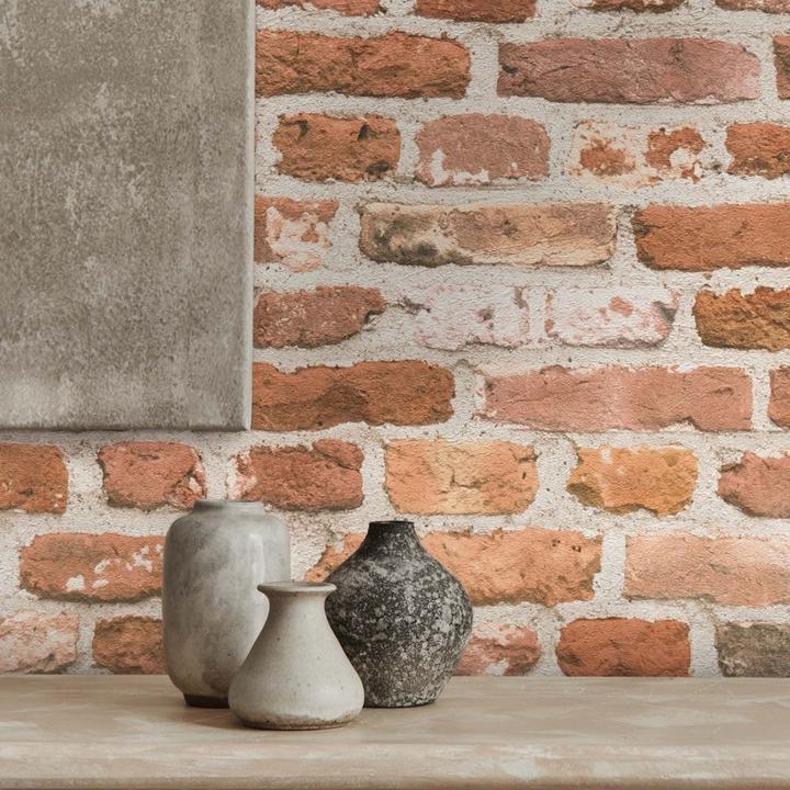 Actual product image A.S. Création Stone wallpaper wallpaper stone look 3D non-woven wallpaper brick red beige for living room