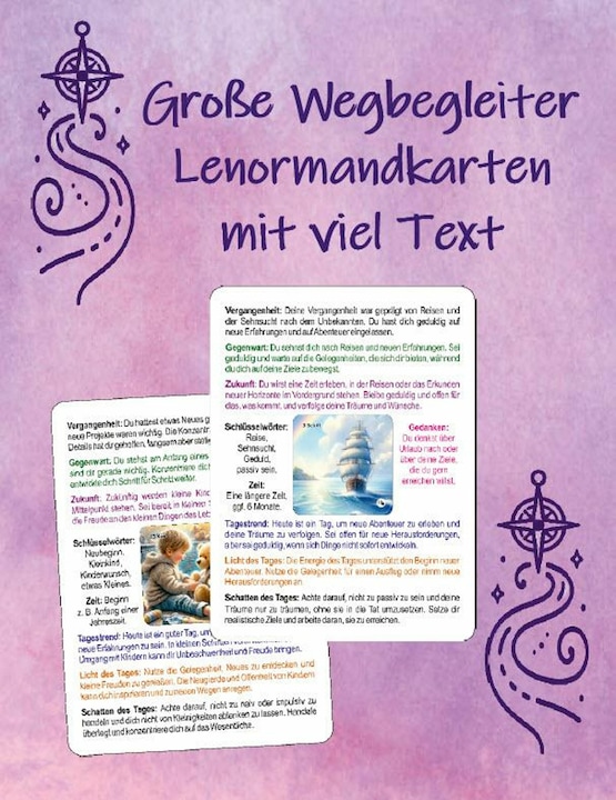 Produktbild Grosse Wegbegleiter Lenormandkarten mit viel Text (Deutsch, Angelina Schulze, 2024)