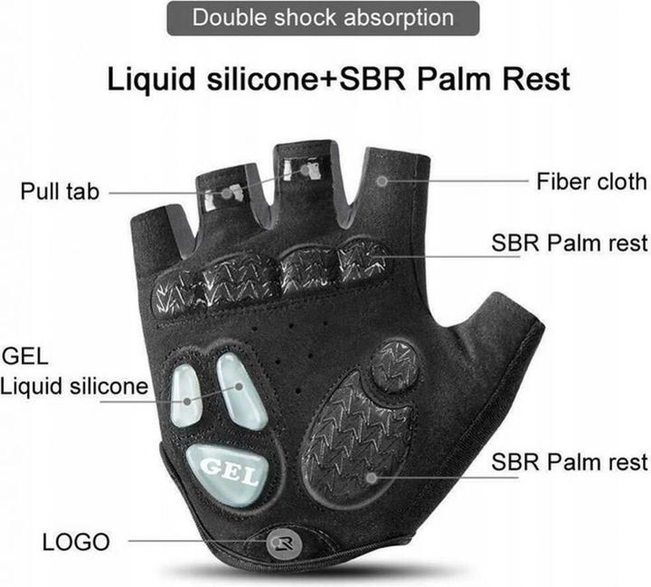 Produktbild Rockbros S169BGR L Fahrradhandschuhe mit Gel-Einsätzen – Grau (L)
