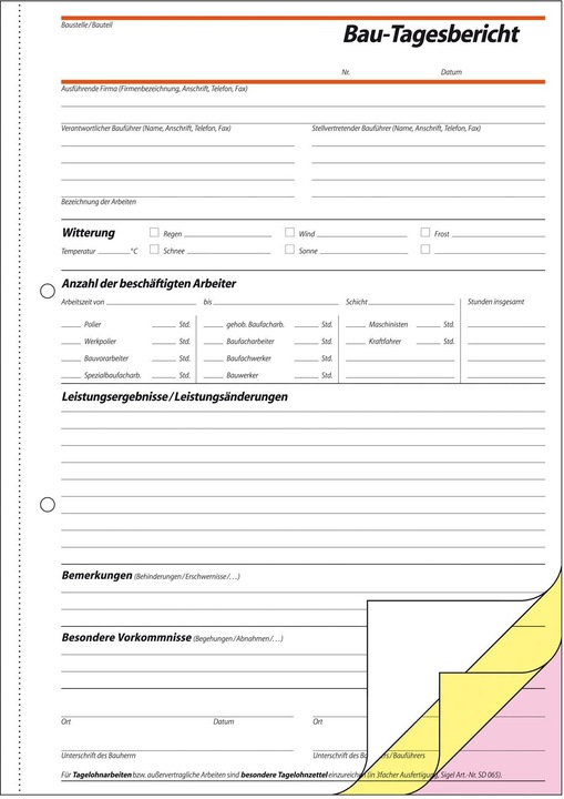 Produktbild Sigel Bautagebuch Papierformat: DIN A4 Anzahl der Blätter: 3 x 40 Bl. (40 x)
