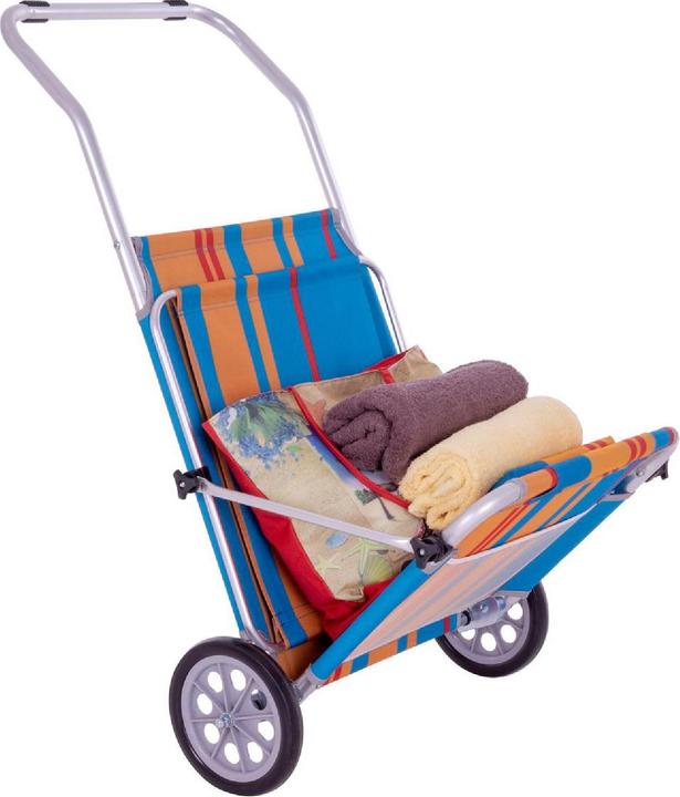 Produktbild VCM Strandliege Sonnenliege Transportliege Gartenliege mit Räder und Sonnendach Bunt (113 cm)
