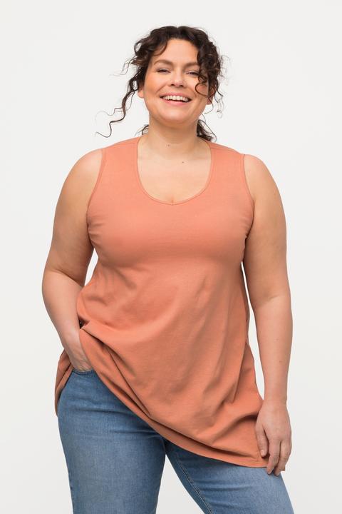 Produktbild Ulla Popken Longtop, Naturfärbung, A-Linie, V-Ausschnitt, ärmellos (50, 52)