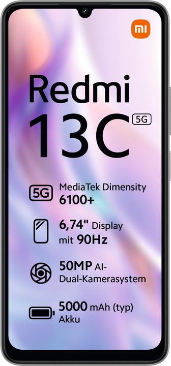 Productafbeelding Xiaomi Redmi 13C 5G (128 GB, Sterrenzilver, 6.74", Dubbele SIM, 5G)