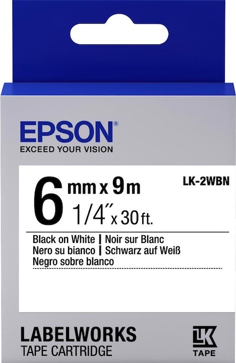 Epson Labelcassette Lk-2wbn (0.60 cm, Zwart)