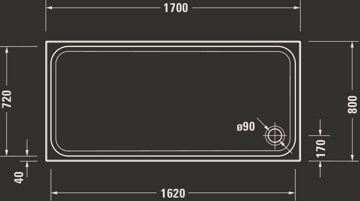 Produktbild Duravit Rechteck-Duschwanne D-CODE mit Antislip, weiss 1700x800x85mm