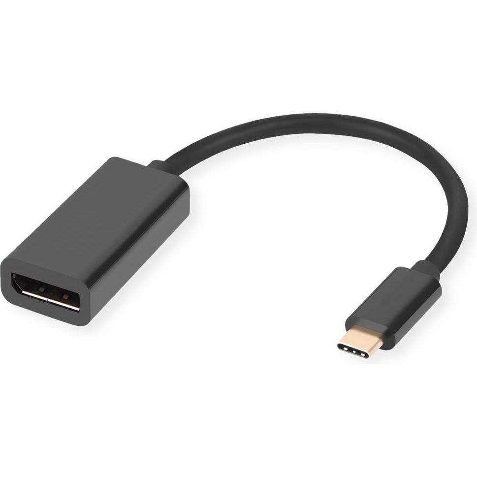Secomp STANDARD Display Adapter USB Typ C - DisplayPort v1.2 (20 cm), Adattatore dati + video, Nero