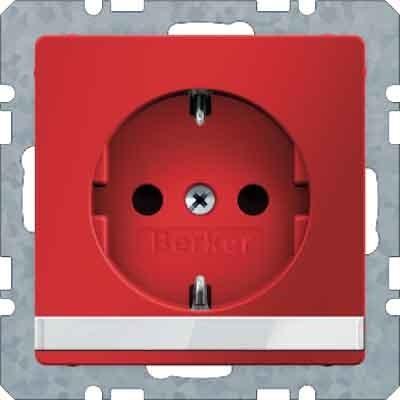 Actual product image Berker SCHUKO socket outlet with labelling field Q.1/Q.3 red, velvet