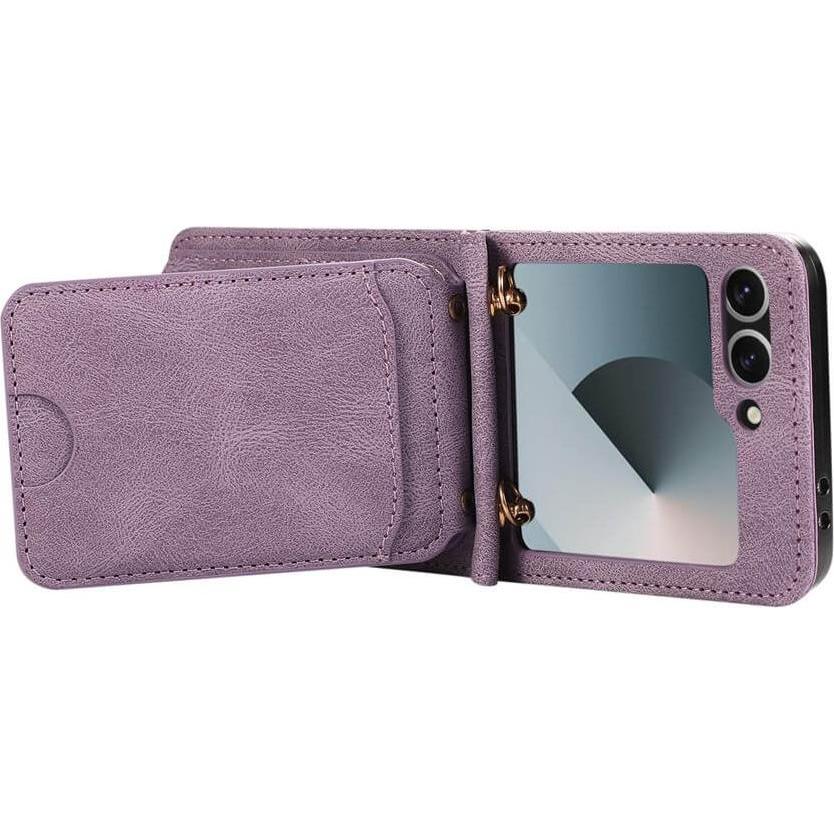 Cover-Discount Etui viele Kartenfächer mit Umhängeband (Samsung Galaxy Z Flip7), Cover smartphone, Viola