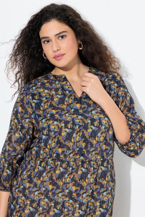 Produktbild Ulla Popken Kleid, Metallic-Linien, A-Linie, V-Ausschnitt, 3/4-Arm (50, 52)