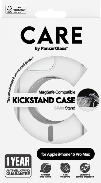 Immagine prodotto Care Caratteristiche della custodia Kickstand&MagSafe in argento (Apple iPhone 15 Plus)