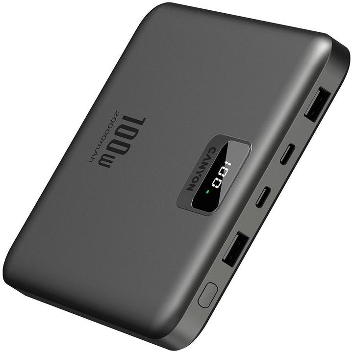 Produktbild Canyon Powerbank PB-2008 LED 20000 mAh PD100W QC3.0 ciemnoszary (CNE-CPB2008DG) (20000 mAh, 100 W, 74 Wh)