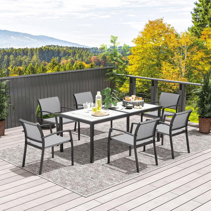 Produktbild Outsunny Gartenmöbel-Set Stahl, Kunststoff Grau