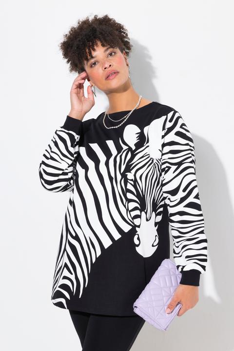 Produktbild Miamoda Sweatshirt, A-Linie, Zebra-Muster, weiter Langarm (54)