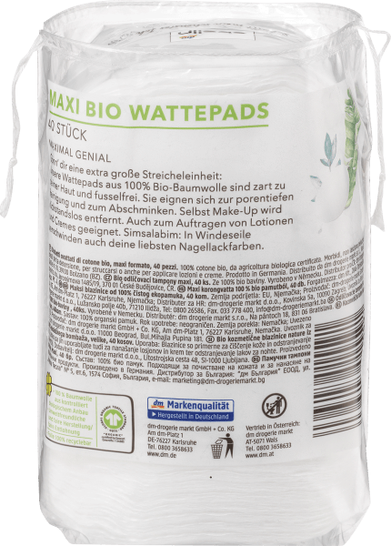 Actual product image dm ebelin Cotton pads Bio Maxi