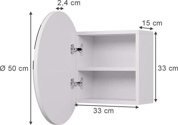Actual product image Vicco Bathroom mirror cabinet Loki, White, 50 x 50 cm with 2 compartments