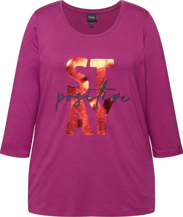 Immagine prodotto Ulla Popken Maglia con ricamo, scritta, scollo a girocollo e maniche a 3/4 (50, 52)