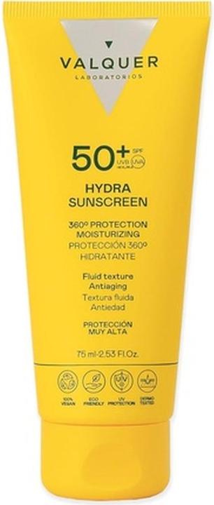 Actual product image Valquer Laboratorios Hydra Sunscreen Facial Cream SPF 50+ Moisturizing and Anti-Aging (Sun cream face, SPF 50, 75 ml, 0.09 g)