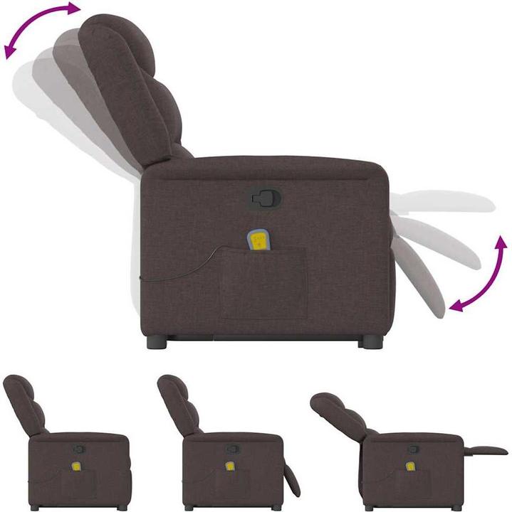 Actual product image VidaXL Massage chair with stand-up aid dark brown fabric