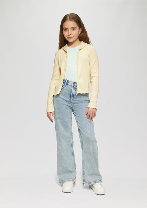 Actual product image S.Oliver Sweatshirt Jacke Sweatjacke aus Rippware mit Wellensaum und Zwei-Wege-Reissverschluss (170, 176)