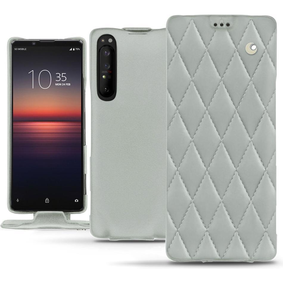 Noreve Lederschutzhülle vertikal (Sony Xperia 1 II), Smartphone Hülle, Grau