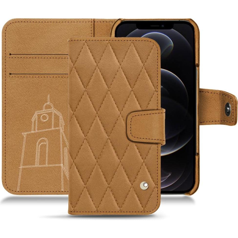 Noreve Lederschutzhülle Wallet (Apple iPhone 12 Pro Max), Smartphone Hülle, Braun