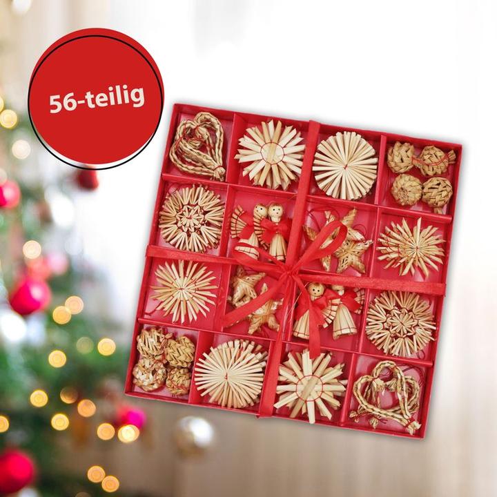 Produktbild Hermex Strohsterne Strohengel Strohschmuck Strohbaumschmuck Strohdeko Set