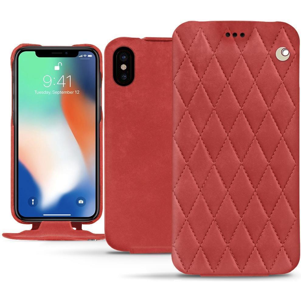 Noreve Lederschutzhülle vertikal (Apple iPhone XS Max), Smartphone Hülle, Rot