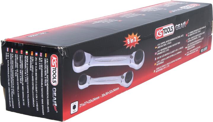Productafbeelding KS Tools 4 in 1 GEARplus omkeerbare dubbele ratel ringsleutelset (30 mm, 22 mm, 24 mm, 28 mm, 26 mm, 21 mm, 31 mm, 34 mm, 29 mm, 27 mm, 36 mm, 35 mm, 23 mm, 33 mm, 25 mm, 32 mm)