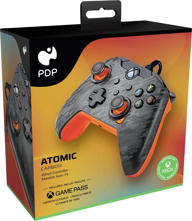 Produktbild PDP Controller kabelgebunden Atomic Carbon XBOX Series X (Xbox Series X, Xbox Series S, Xbox One S, Xbox One X, PC)