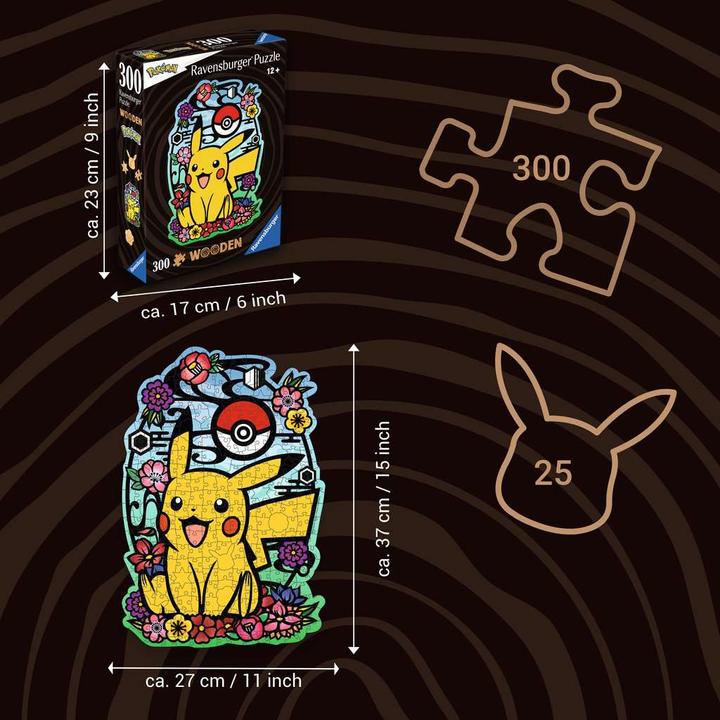 Produktbild Ravensburger WOODEN Puzzle 12000761 - Pikachu - 300 Teile Kontur-Holzpuzzle mit stabilen (300 Teile)