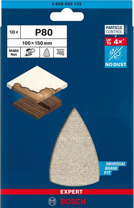 Produktbild Bosch Professional Zubehör EXPERT M480 Schleifnetz für Multischleifer 100 x 150 mm, G 80, 10-tlg. (80 Grad)