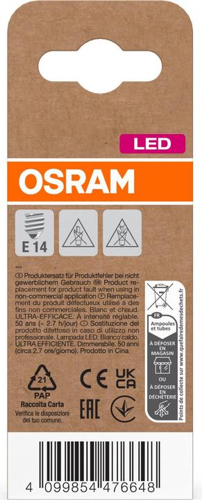 Produktbild Osram LED-Lampe Classic, dimmbar, E27, 2,5 W, 2700 K, EEK: B, 470 lm, IP20, warmweiss (E14, 470 lm, 6 x)